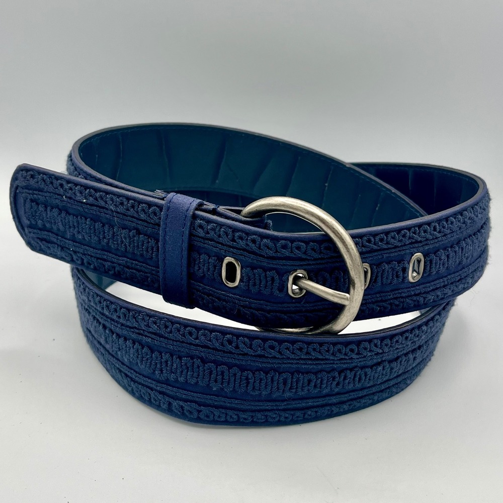 Coldwater Creek Soutache Belt Women XL Blue New With Imperfections Embroidered